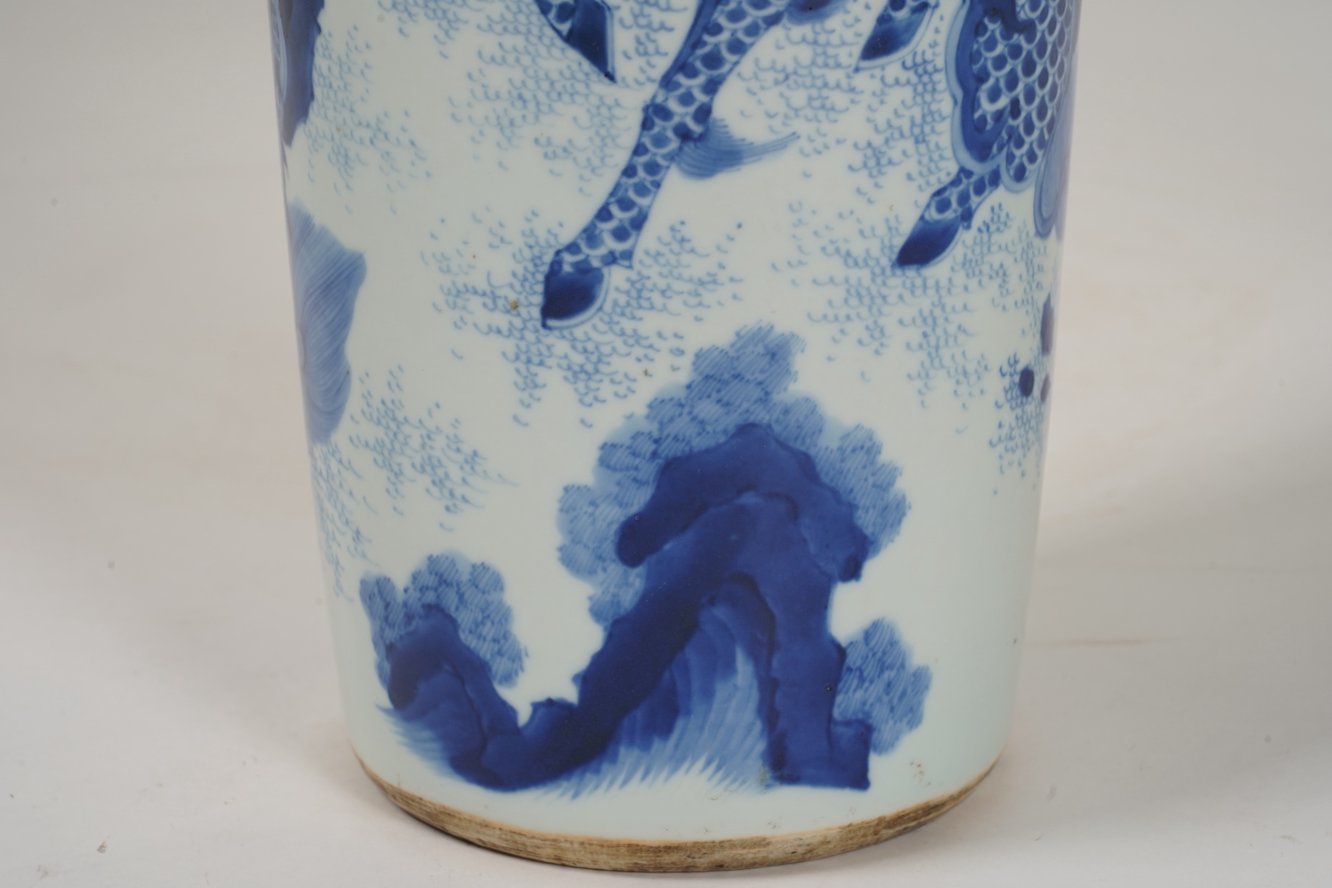 A Chinese blue and white ‘qilin’ rolwagen vase, possibly Chongzhen period (1627-1644)